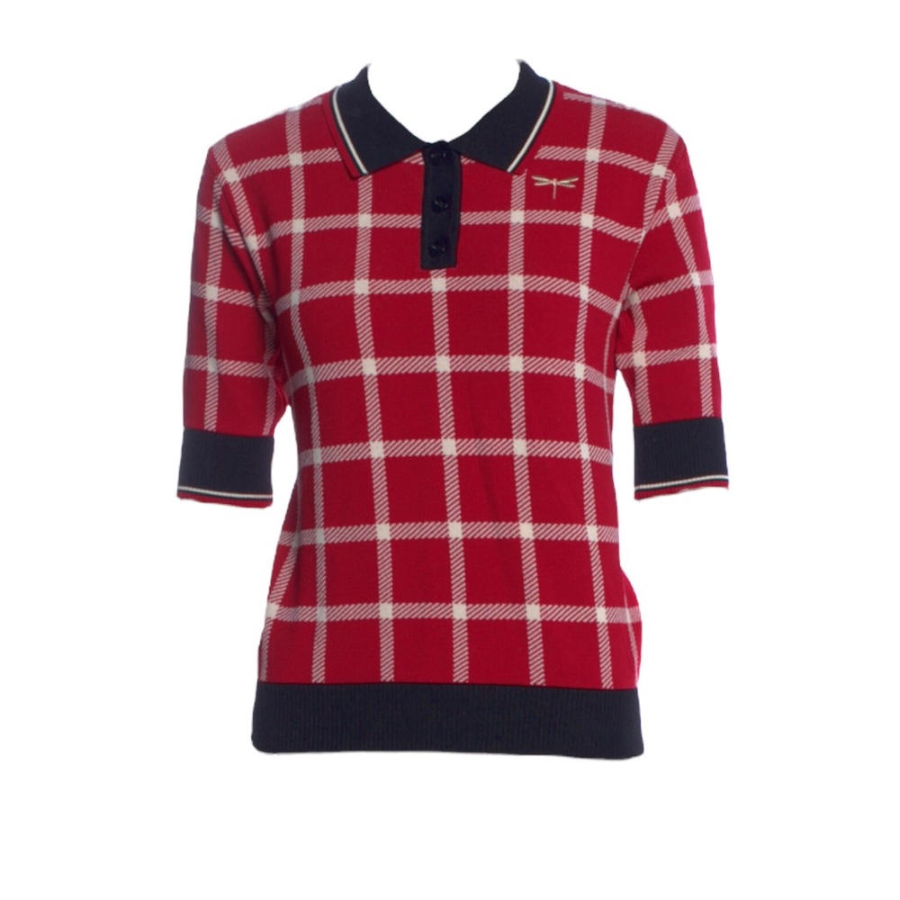 Red Valentino plaid crew neck sweater